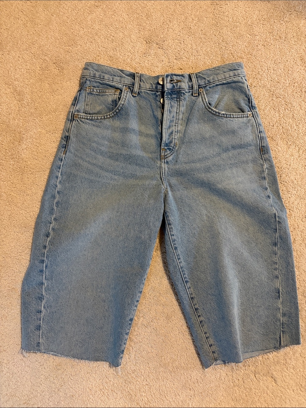 Free people women Light Blue Denim Jeans-up to the knee more or less